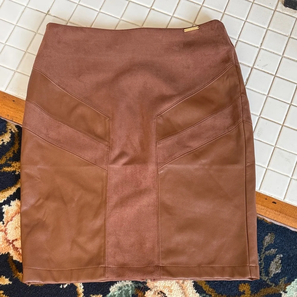 Marc New York Brown Faux leather Pencil Skirt- worn‎ a few times